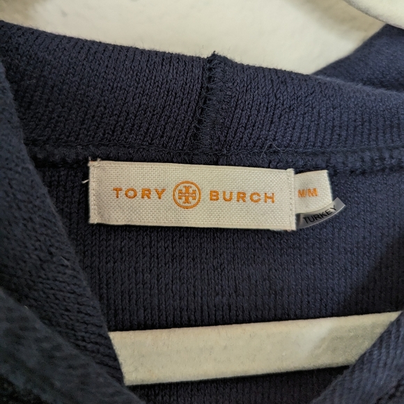 Tory Burch Josie Terry Beach Hoodie Navy Size Medium - Picture 4 of 5